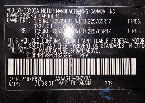 2021 Toyota Rav4 Le from USA, damaged, VIN 2T3F1RFV9MC183626